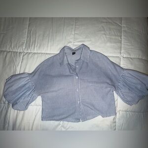 Striped Blue and White Blouse